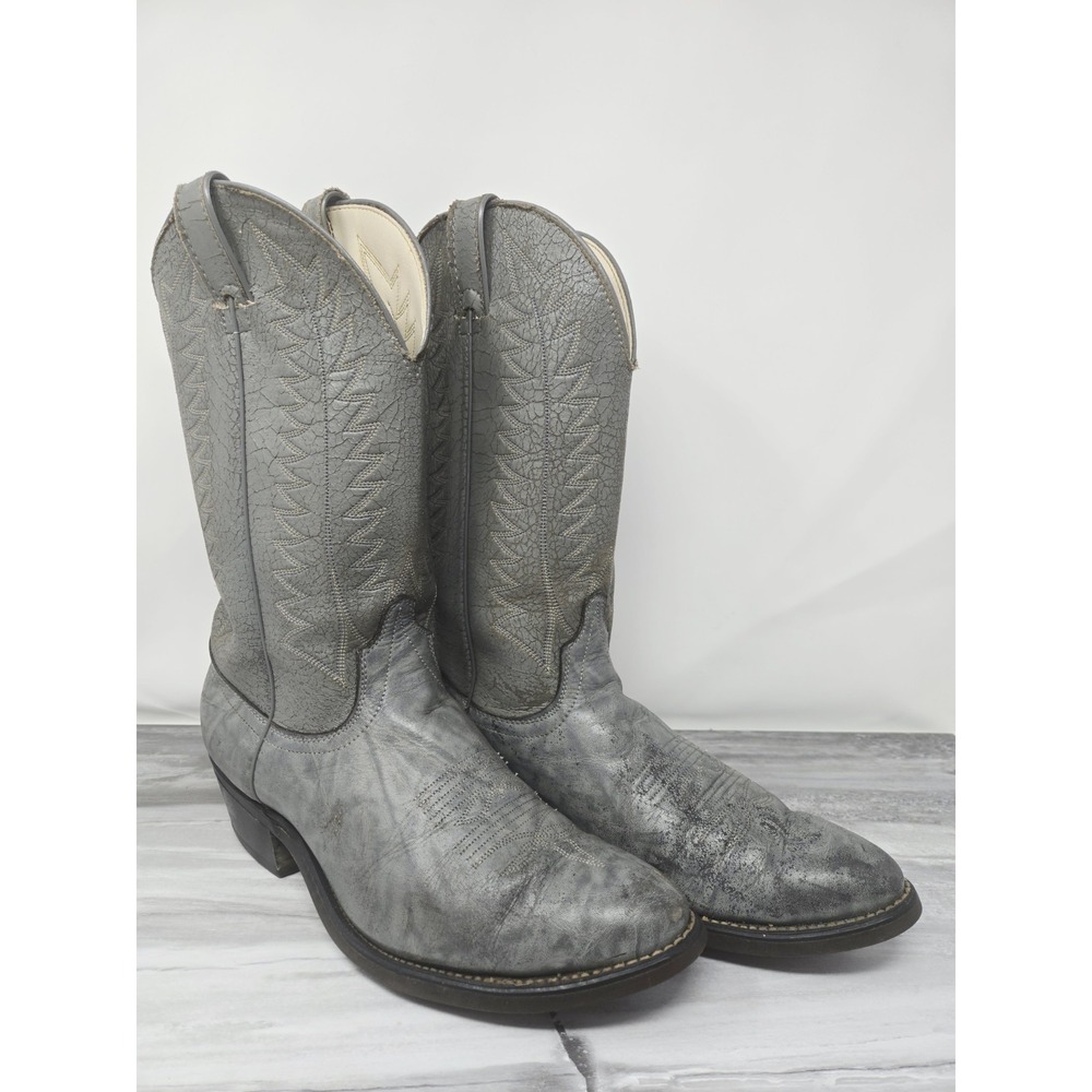 Vintage Laredo Exotic USA Leather Cowboy Western Gray‎ Riding Mens Boots 9.5